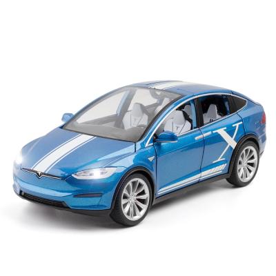 China Diecast Toy MINIAUTO 1:20 Diecast Car Zinc Alloy Noise And Diecast Model Car Tesla Model X90 Metal Rear Car for sale