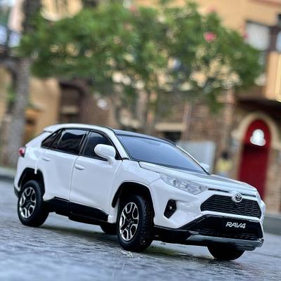 China Diecast Toy Toyota 1/32 RAV4 SUV Diecast Toy Vehicles Sound and Light Pull Back Alloy Car Model for sale