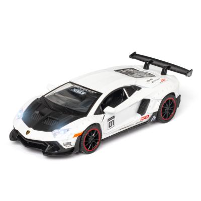 China Diecast Toy 1:32 Diecast Model Sound And Light Track Version Alloy Sports Car Ornament Diecast Open Door Lamborghini LP770-4 for sale