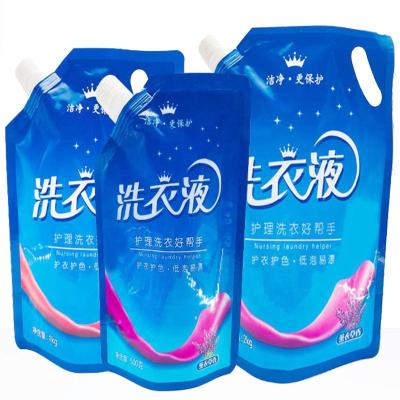 China Recyclable stand up spout on top nylon material pockets for liquid soap for sale