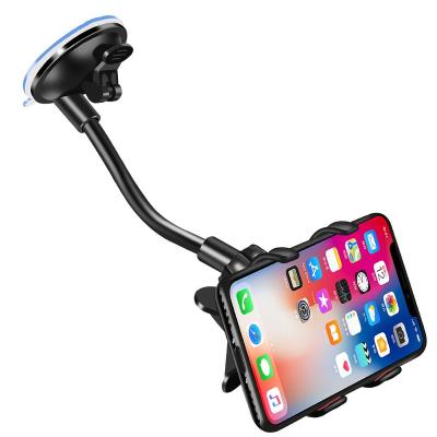 China Adjustable Height Long Arm Clip 360 Degree Rotate Cell Phone Holder Car Mount for iphone 11 12 13 pro Max Windshield Car Phone Holder for sale