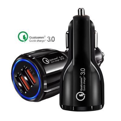 China QC3.0 Car Charger Fast Dual Logo Electric Car USB Smart Charger 3.1 USB Port QC3.0 Custom Mobile Phone Fast For iPhone Car Charger Adapter for sale