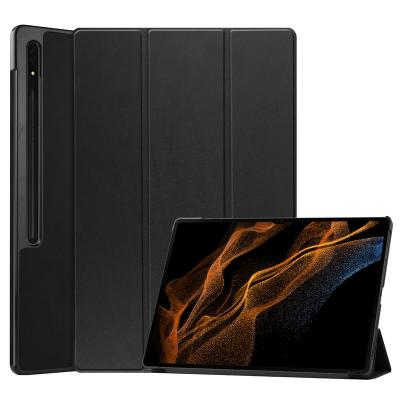 China Auto-Sleep Magnetic Function Caster Back Cover Triple Hard Shell TPU Tablet Cases For Samsung Galaxy Tab S8 Ultra 2022 With Auto Sleep/Wake Function for sale