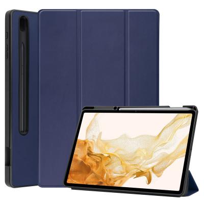 China New Next Stand Magnetic Auto-sleep Magnetic Function Ultrathin Anti-scratch TPU Leather Trifold Protector with Pen Slot Tablet Case for Samsung Galaxy Tab S8+ /S8Plus for sale