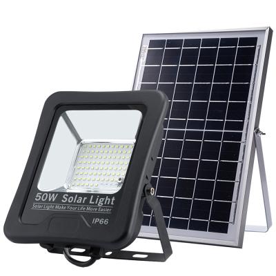 China Garden 50W 6V 82 Lamp Beads Light Control Aluminum Housing Led Solar Flood Light for sale