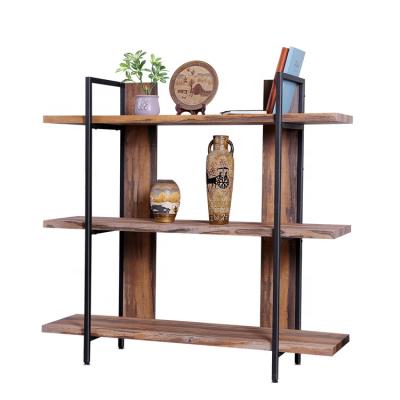 China Workable Single Room Iron Study Book Display Household Storage Divider Wooden Industrial Home Store Shelf for sale