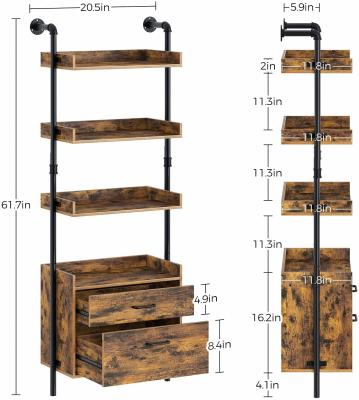 China Expandable Industrial Metal Frame Shelf Display Storage Stable Rack with 2 Wooden Drawers for sale