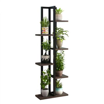 China Portable Metal Home Use Multi-Layer Wooden Flower Stand Racks Balcony Flower Racks for sale