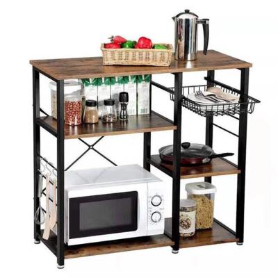 China Portable Study Living Room Office Desk Living Room Kitchen Storage Wooden Rack With Metal Frame for sale