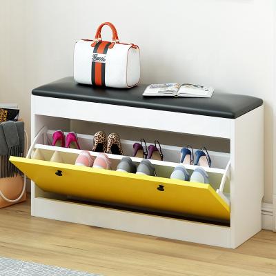 China Convertible Space Saving Rotating Narrow MDF Shoe Cabinet With Seat Side Shoe Cabinet Design for sale