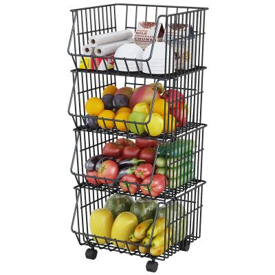 China Universal Durable Metal Fruit Bottle Rack Wire Storage Basket Kitchen Multi-Layer Vegetable Organizers Viable for sale