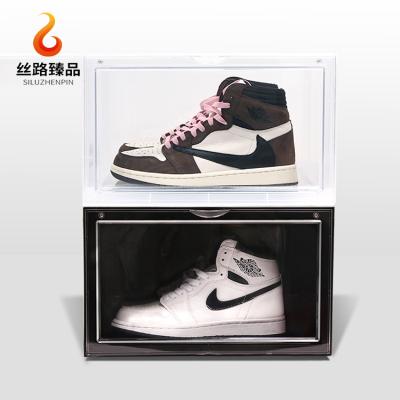 China Brand new sustainable black stacksble transparent storage front drop boxes tl5688 acrylic shoe box with CE certificate for sale