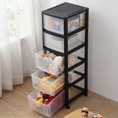 China Minimalist 3-4-5-drawer Storage Organizer Large Capacity Movable Plastic Storage Rack for sale