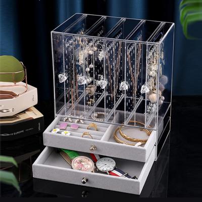 China Viable Jewelry Storage Earring Storage Transparent Jewelry Drawer Storage Box for sale