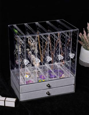 China Viable Elegant Jewelry Organizer Clear Plastic Acrylic Storage Box With Drawers for sale