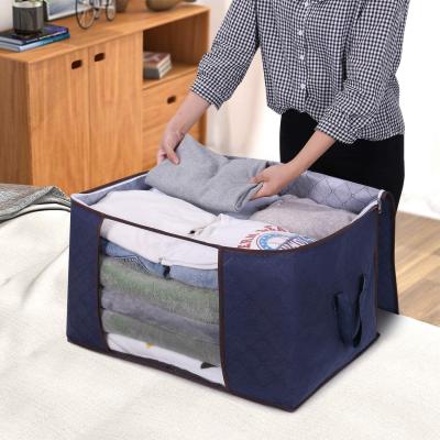 China Large Capacity Bedding Storage Covering Organizer Folding Comforter Storage Bag Window Folding Viable Clear Clothes Bag Under Bed Storage Bag for sale