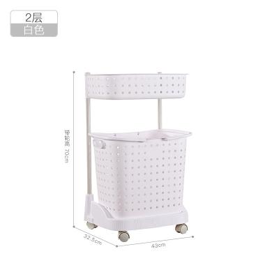 China 2 Layers Bathroom Decor Storage Sustainable Plastic Laundry Hamper With Wheels Plastic Dirty Clothes Hamper for sale