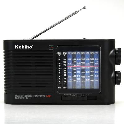 China Low Audio Kchibo Distortion No Screen 220V FM/MW/SW1-7 AC Power Supply With MP3 Player 9 Band Radio for sale