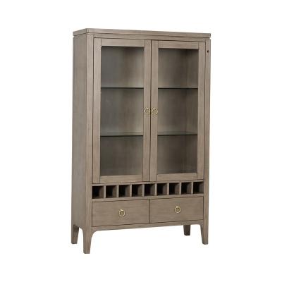 China (Other) Small Adjustable American Solid Wood Wine Cabinet Against The Wall Living Room Multifunctional Storage Cabinet Double Door Home Cabinet for sale