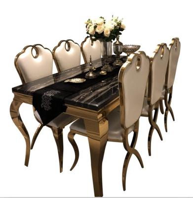 China Eco-friendly material black marble square dining table long with 6 seater tavolo da pranzo set luxury 6 seater for sale