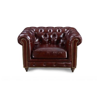 China Sofa Set Classic Color European Antique Luxury Leather Sofa Chesterfield Style Couch Simple Color for sale