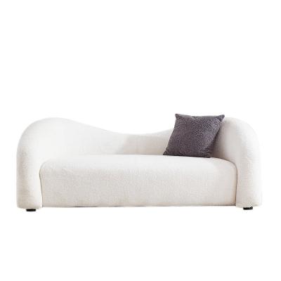 China Nordic Buckle Tufted Lambswool Fabric Leisure Chair Living Room Sofa Recliner Accent Hotel Liivng Room White Sofa for sale