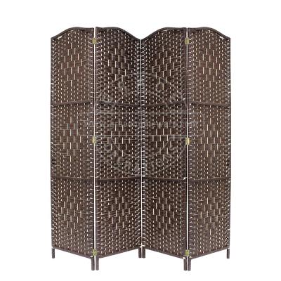 China CLASSIC 4 Panel Rattan Paper Divider Wicker Screen Room Divider for sale