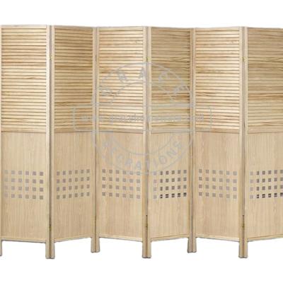 China Eco-friendly Good Quality 4 Panel Wooden Room Divider On Wheels Wooden Room Divider Slat for sale