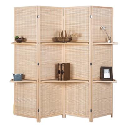 China Newly Foldable 4 Panel Wicker Room Divider Screen For Home Decoration Wood Divider for sale