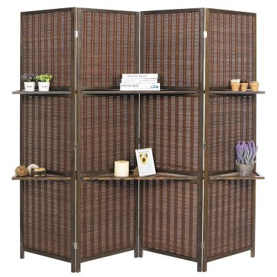 China Hot Selling Bamboo Eco-Friendly/Foldable/Storage Room Screen Divider With Display Stand Folding Screen Divider For Home Decor Storage Partition Separator for sale