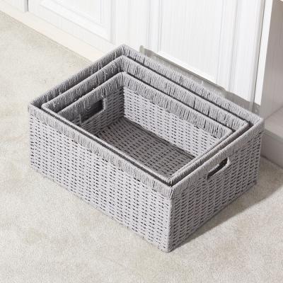 China Sustainable Household Furniture Decor Home Paper Rope Storage Drawer Organizer for sale