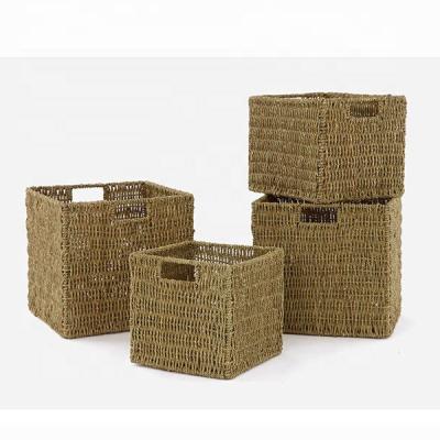 China Viable Pastoral Seaweed Woven Storage Basket Living Room Bedroom Storage Basket Miscellaneous Basket for sale