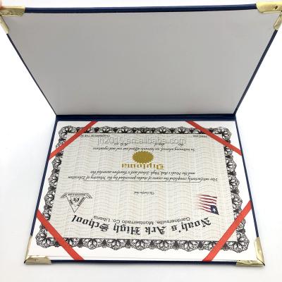 China Leather Certificate Holder PU Diploma Gold Printing Logo School Certificate Cover for sale