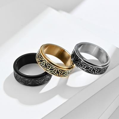 China Vintage Boutique Wholesale Celtic Knot Rotatable Custom Stainless Steel Ring for sale