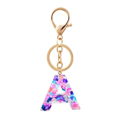 China Wholesale Customized Uinsex Key Chain 2022 Ladies Boy 26 Letter English Epoxy Acrylic Pendant Gift for sale