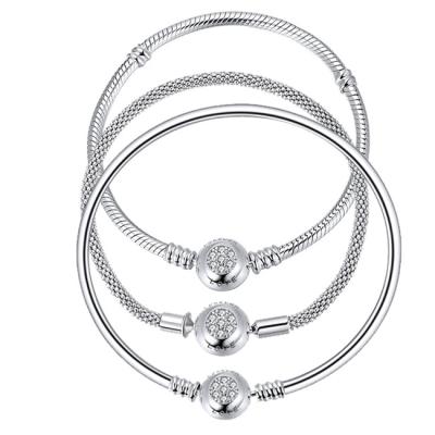 China Environmental Friendly Factory Wholesale Silver Charms Bracelet With Silver Clasp Women's Bracelet And Bangle for sale