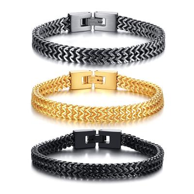 China Fashion Stainless Steel Bracelet Jewelry 316 Double Layers Wheat Link Chain Men's Environmentally Friendly Bracelet for sale