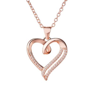 China FASHIONABLE Gift Jewelry 925 Engagement Sterling Silver Cz Diamond Heart Pendant Necklace for sale