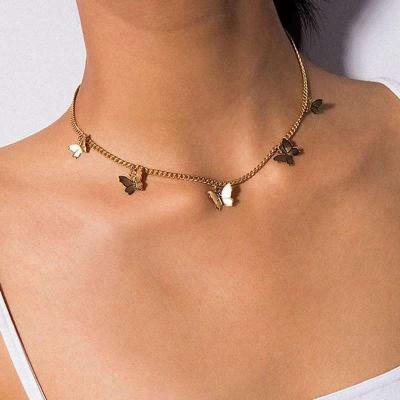 China CLASSIC Necklace Butterfly Gold Fashion Jewelry Necklace Ladies Gift Short Chain for sale