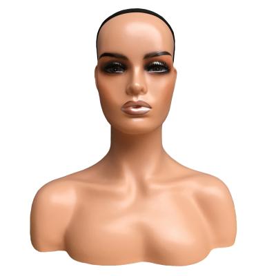 China Other Wholesale Beautiful Plastic Wig Display Neck Faceless White Mannequin Head With Shoulders for sale