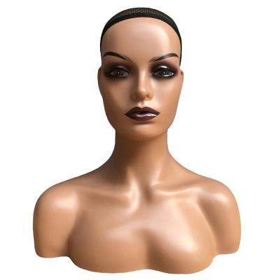 China Other Head Realistic Wig Display Mannequin African American Wholesale Makeup Mannequin Head With Shoulder for sale