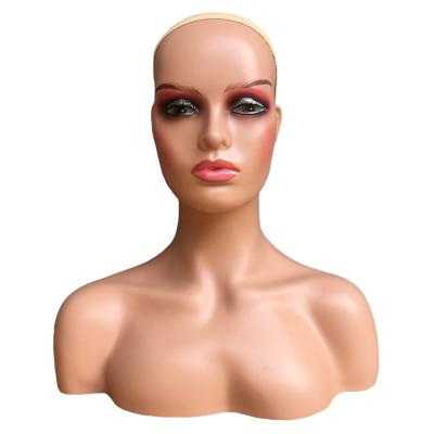 China Other Wholesale Makeup Female Dummy Head Skin Color Plastic Mannequin Head For Scarf Wigs Display for sale