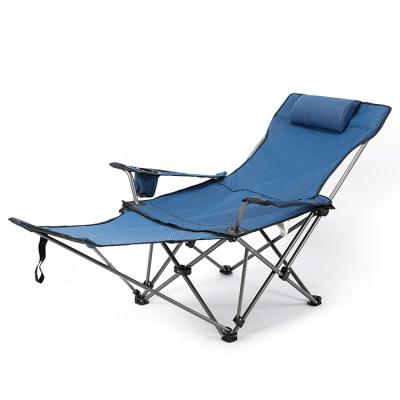 China Modern Suitable Price Good Quality Blue Fabric Light Weight Full Folding Outdoor Reclining Chair for sale