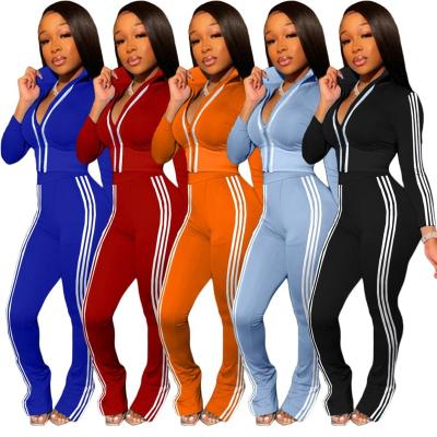 China Fashion Sport Pants Set Women Solid Color Stripe Breathable Pants Set Casual Trousers Set For Women for sale