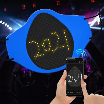 China Popular Silicone LED APP Connected Luminous Face Mask For Halloween Bar Party Mask for sale