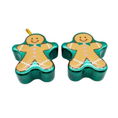 China Wholesale Recyclable Gingerbread Man Tin Container With Lid Metal Christmas Gift Tin Boxes For Cookies Candy for sale