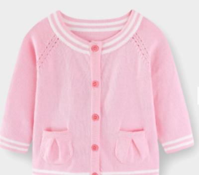 China Promotional 100% Organic Cotton Quality Assurance Cotton Yarn Button Spring Sweater Baby Cardigan for sale