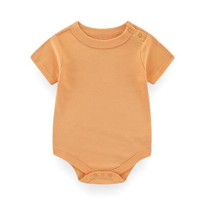 China Regular Color Baby Short Sleeve Vest 100% Cotton Single Color Children Clothes Baby Knitted Jumpsuit for sale