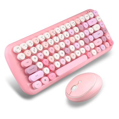 China Waterproof Popular Design 2.4G Wireless 10m 84 Keys Pink Keyboard For Girl Gift for sale