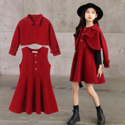 China hot sale Anti-wrinkle fashion lovely teens in woolen worsted kids girls clothing sets for 8-10 years old for sale